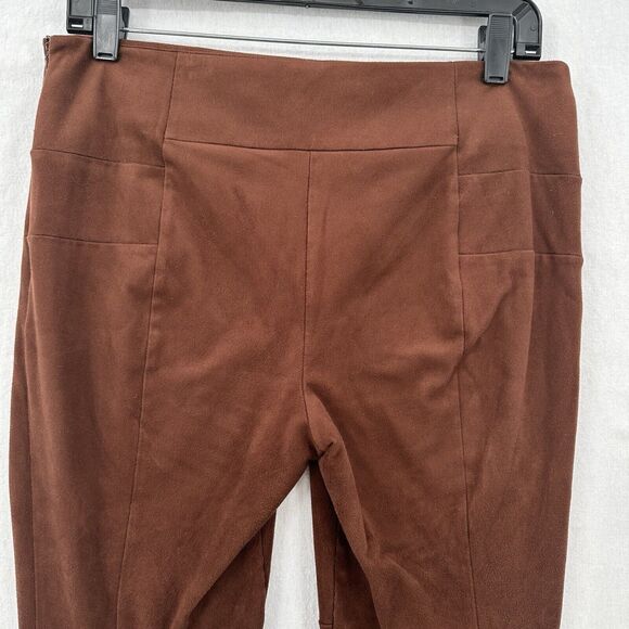 Sundance Pants Womens 8 Faux Suede Brown Legging Skinny Moto Zip Hem Academia - Picture 5 of 14